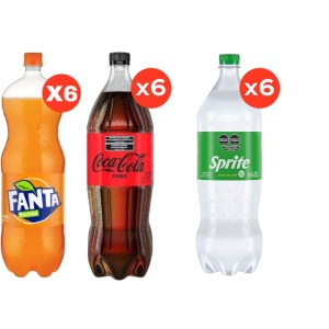 Sprite,Fanta y Coca zero x 2.25 x 6un.
